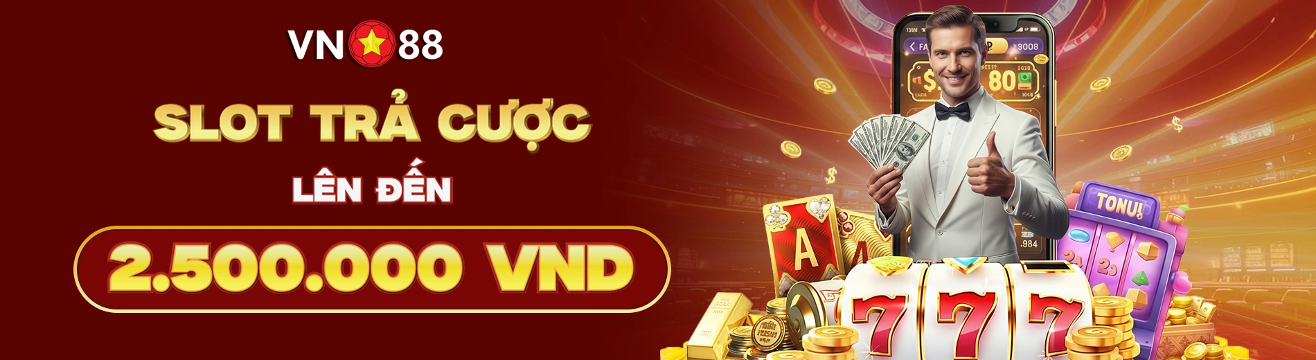 Banner VN88 về casino live, slot và thông tin khuyến mãi cùng các chuyên mục giải trí đa dạng